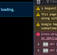 pages says 'loading', but console says 'error'