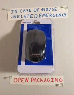 in case of mouse-related emergency, open packaging